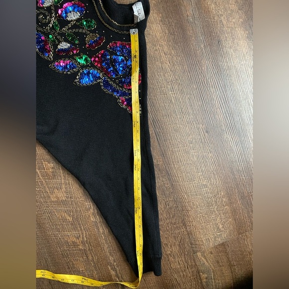 VICKI INTERNATIONAL sequin bedazzled vintage sweater glam granny party MINT sz M - Picture 13 of 13